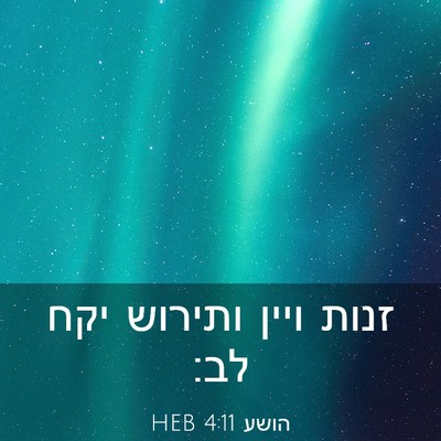 Picture 03 - הושע 4:11 HEB - זנות ויין ותירוש יקח - Bible Verse Picture