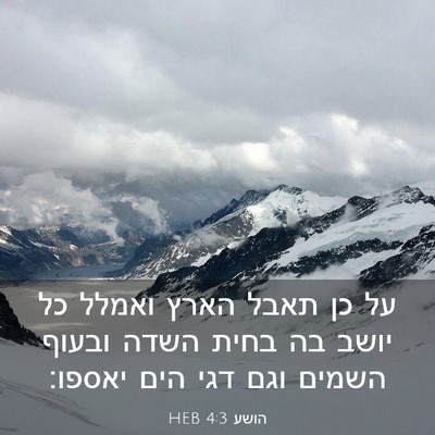 Picture 03 - הושע 4:3 HEB - על כן תאבל הארץ ואמלל כל - Bible Verse Picture