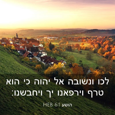 Picture 03 - הושע 6:1 HEB - לכו ונשובה אל יהוה כי הוא - Bible Verse Picture