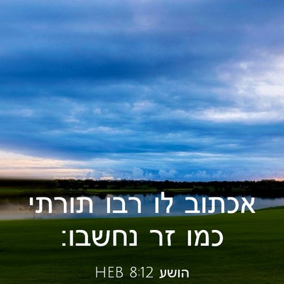 Picture 03 - הושע 8:12 HEB - אכתוב לו רבו תורתי כמו זר - Bible Verse Picture