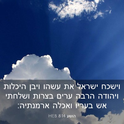 Picture 03 - הושע 8:14 HEB - וישכח ישראל את עשהו ויבן - Bible Verse Picture