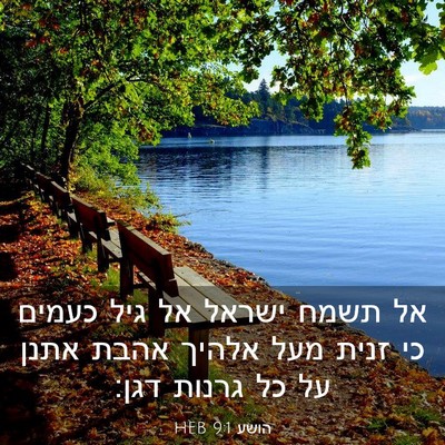 Picture 03 - הושע 9:1 HEB - אל תשמח ישראל אל גיל כעמים - Bible Verse Picture
