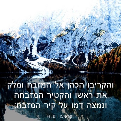 Picture 03 - ויקרא 1:15 HEB - והקריבו הכהן אל המזבח ומלק - Bible Verse Picture