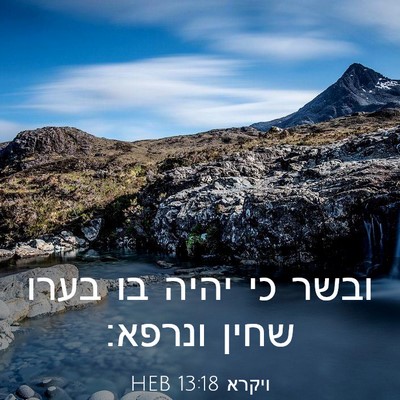 Picture 03 - ויקרא 13:18 HEB - ובשר כי יהיה בו בערו שחין - Bible Verse Picture