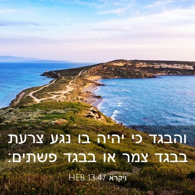 Picture 03 - ויקרא 13:47 HEB - והבגד כי יהיה בו נגע צרעת - Bible Verse Picture
