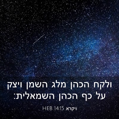 Picture 03 - ויקרא 14:15 HEB - ולקח הכהן מלג השמן ויצק על - Bible Verse Picture