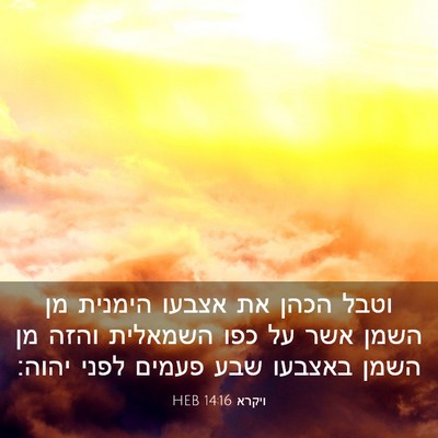 Picture 03 - ויקרא 14:16 HEB - וטבל הכהן את אצבעו הימנית - Bible Verse Picture