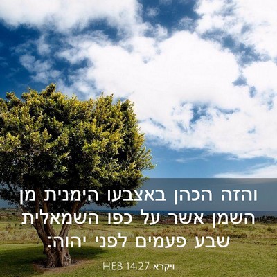 Picture 03 - ויקרא 14:27 HEB - והזה הכהן באצבעו הימנית מן - Bible Verse Picture