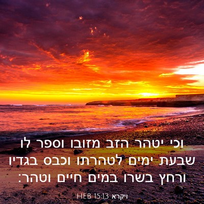 Picture 03 - ויקרא 15:13 HEB - וכי יטהר הזב מזובו וספר לו - Bible Verse Picture