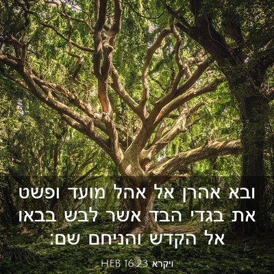 Picture 03 - ויקרא 16:23 HEB - ובא אהרן אל אהל מועד ופשט - Bible Verse Picture