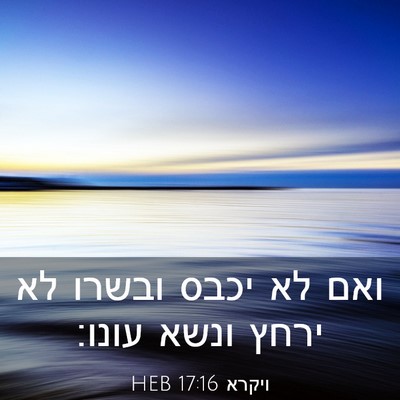 Picture 03 - ויקרא 17:16 HEB - ואם לא יכבס ובשרו לא ירחץ - Bible Verse Picture