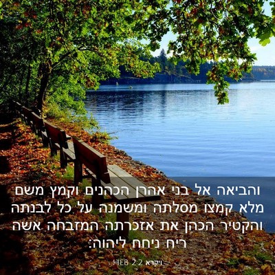 Picture 03 - ויקרא 2:2 HEB - והביאה אל בני אהרן הכהנים - Bible Verse Picture