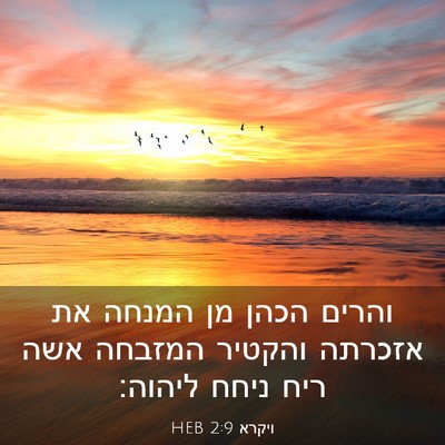 Picture 03 - ויקרא 2:9 HEB - והרים הכהן מן המנחה את - Bible Verse Picture