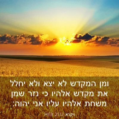 Picture 03 - ויקרא 21:12 HEB - ומן המקדש לא יצא ולא יחלל - Bible Verse Picture