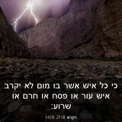Picture 03 - ויקרא 21:18 HEB - כי כל איש אשר בו מום לא יקרב - Bible Verse Picture