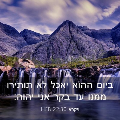Picture 03 - ויקרא 22:30 HEB - ביום ההוא יאכל לא תותירו - Bible Verse Picture