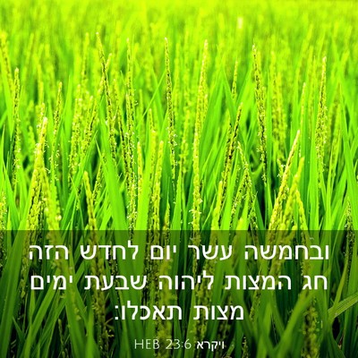 Picture 03 - ויקרא 23:6 HEB - ובחמשה עשר יום לחדש הזה חג - Bible Verse Picture