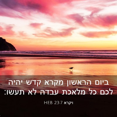 Picture 03 - ויקרא 23:7 HEB - ביום הראשון מקרא קדש יהיה - Bible Verse Picture