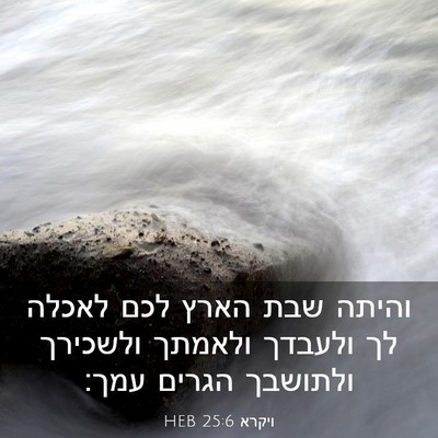 Picture 03 - ויקרא 25:6 HEB - והיתה שבת הארץ לכם לאכלה לך - Bible Verse Picture