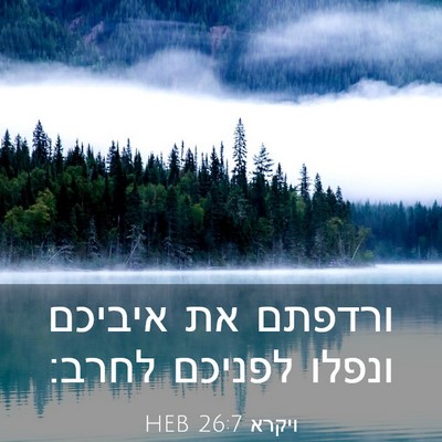 Picture 03 - ויקרא 26:7 HEB - ורדפתם את איביכם ונפלו - Bible Verse Picture