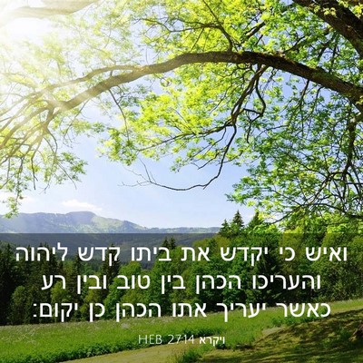 Picture 03 - ויקרא 27:14 HEB - ואיש כי יקדש את ביתו קדש - Bible Verse Picture