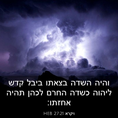 Picture 03 - ויקרא 27:21 HEB - והיה השדה בצאתו ביבל קדש - Bible Verse Picture