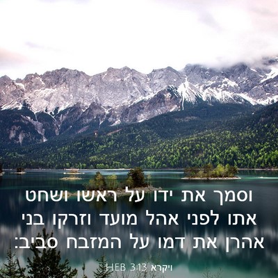 Picture 03 - ויקרא 3:13 HEB - וסמך את ידו על ראשו ושחט - Bible Verse Picture