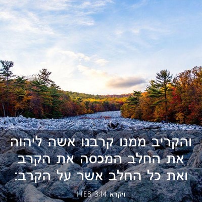 Picture 03 - ויקרא 3:14 HEB - והקריב ממנו קרבנו אשה - Bible Verse Picture