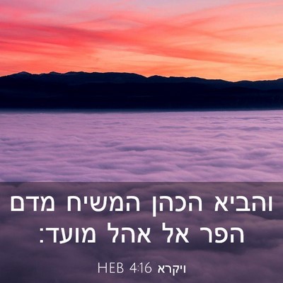 Picture 03 - ויקרא 4:16 HEB - והביא הכהן המשיח מדם הפר אל - Bible Verse Picture