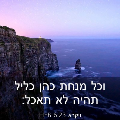 Picture 03 - ויקרא 6:23 HEB - וכל מנחת כהן כליל תהיה לא - Bible Verse Picture