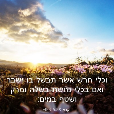 Picture 03 - ויקרא 6:28 HEB - וכלי חרש אשר תבשל בו ישבר - Bible Verse Picture