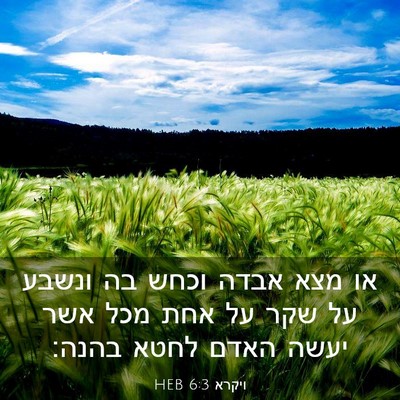 Picture 03 - ויקרא 6:3 HEB - או מצא אבדה וכחש בה ונשבע - Bible Verse Picture