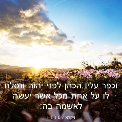 Picture 03 - ויקרא 6:7 HEB - וכפר עליו הכהן לפני יהוה - Bible Verse Picture