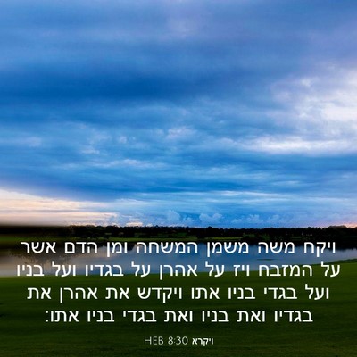 Picture 03 - ויקרא 8:30 HEB - ויקח משה משמן המשחה ומן הדם - Bible Verse Picture