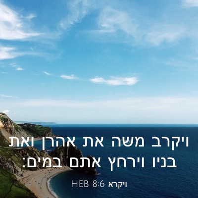 Picture 03 - ויקרא 8:6 HEB - ויקרב משה את אהרן ואת בניו - Bible Verse Picture