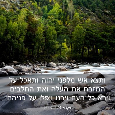 Picture 03 - ויקרא 9:24 HEB - ותצא אש מלפני יהוה ותאכל על - Bible Verse Picture