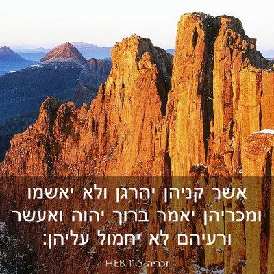 Picture 03 - זכריה 11:5 HEB - אשר קניהן יהרגן ולא יאשמו - Bible Verse Picture