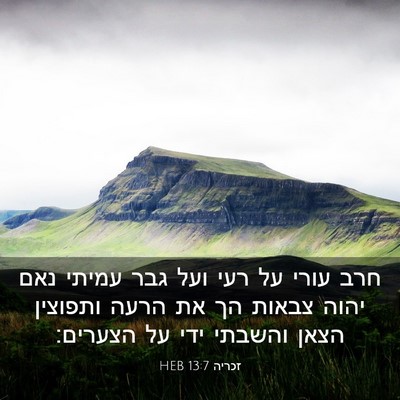 Picture 03 - זכריה 13:7 HEB - חרב עורי על רעי ועל גבר - Bible Verse Picture