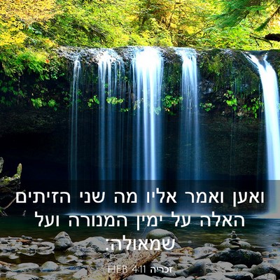 Picture 03 - זכריה 4:11 HEB - ואען ואמר אליו מה שני - Bible Verse Picture