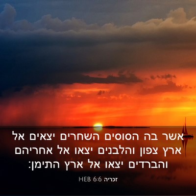 Picture 03 - זכריה 6:6 HEB - אשר בה הסוסים השחרים יצאים - Bible Verse Picture