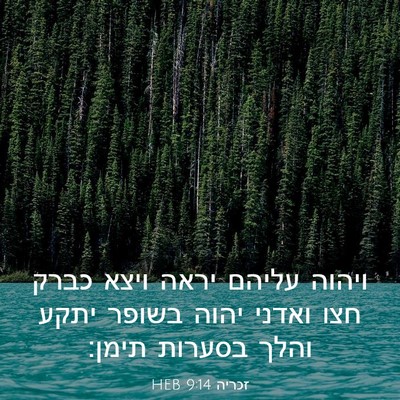 Picture 03 - זכריה 9:14 HEB - ויהוה עליהם יראה ויצא כברק - Bible Verse Picture
