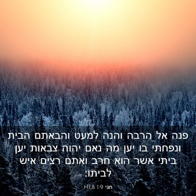 Picture 03 - חגי 1:9 HEB - פנה אל הרבה והנה למעט - Bible Verse Picture