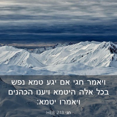 Picture 03 - חגי 2:13 HEB - ויאמר חגי אם יגע טמא נפש - Bible Verse Picture