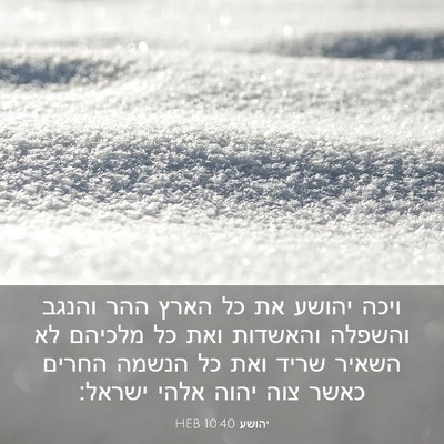 Picture 03 - יהושע 10:40 HEB - ויכה יהושע את כל הארץ ההר - Bible Verse Picture