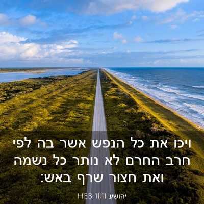 Picture 03 - יהושע 11:11 HEB - ויכו את כל הנפש אשר בה לפי - Bible Verse Picture