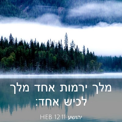 Picture 03 - יהושע 12:11 HEB - מלך ירמות אחד מלך לכיש - Bible Verse Picture