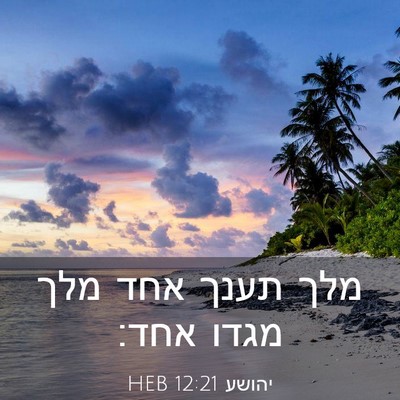 Picture 03 - יהושע 12:21 HEB - מלך תענך אחד מלך מגדו - Bible Verse Picture