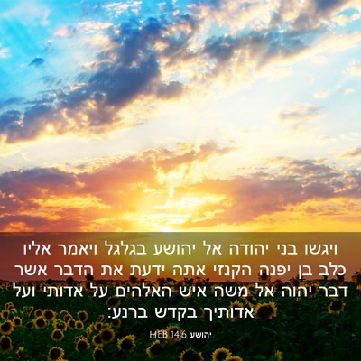 Picture 03 - יהושע 14:6 HEB - ויגשו בני יהודה אל יהושע - Bible Verse Picture