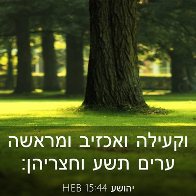 Picture 03 - יהושע 15:44 HEB - וקעילה ואכזיב ומראשה ערים - Bible Verse Picture