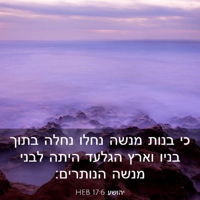 Picture 03 - יהושע 17:6 HEB - כי בנות מנשה נחלו נחלה בתוך - Bible Verse Picture